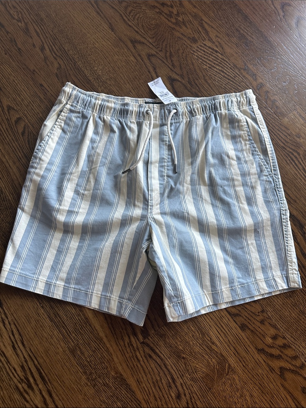 Men's Light Blue & White Striped Shorts